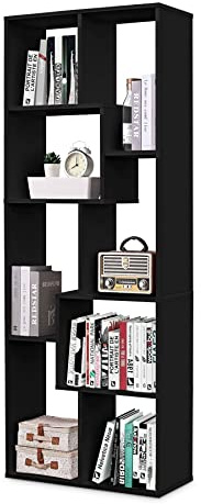 Lillyvale Bookcase Book shelf Shelving Display Unit Rack Case Cube Storage Unit Cabinet Shelves Living Room Bedroom Tall Slim White Black (Black)