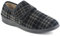 Dr Keller Mens Velour Check Faux Fur Lined Wide Opening Touch Fasten Slippers (10, Black, numeric_10)