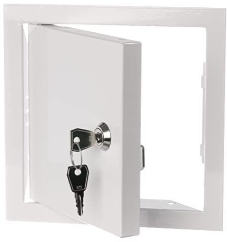 150x150mm / 6x6 inch White Metal Access Panel with Key and Lock - Inspection Hatch - Revision Door