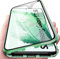 LIUKM Funda para Samsung Galaxy S22 5G Magnetica Adsorption Carcasa 360 Grados Protección Metal Choque Frente y Parte Posterior Vidrio Templado - (Verde)