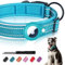 MouYou Airtag Hundehalsband,Airtag Halsband Hund Nylon Gepolstertes,Verstellbares Reflektierend Hundehalsband für Apple AirTag Integration für große/mittelgroße/kleine Hunde(Größe-S,Blau)