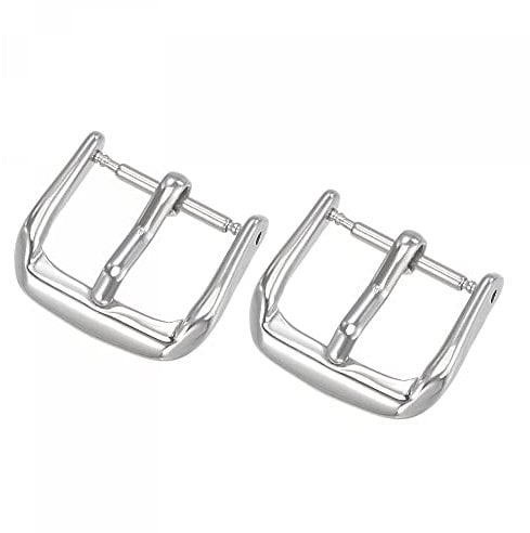 sourcing map 2 Stück Uhrenarmband Verschluss Ersatz 316 Edelstahl polierte PVD Schnalle Silber für 14mm breite Uhrenarmbänder