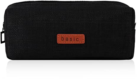 iSuperb Federmäppchen Mädchen Mäppchen Jungen Studenten Federmappe Unisex Stifte Organizer Kosmetiktasche klein Leinen Federtasche für Damen Einschulung Geschenk Schulsachen (Schwarz)