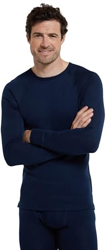 Mountain Warehouse Merino Mens Thermal Baselayer Top | Lightweight & Comfortable Merino Wool Long Sleeve T-shirt, Antibacterial & Quick Drying Underlayer for Winter, Everyday Wear