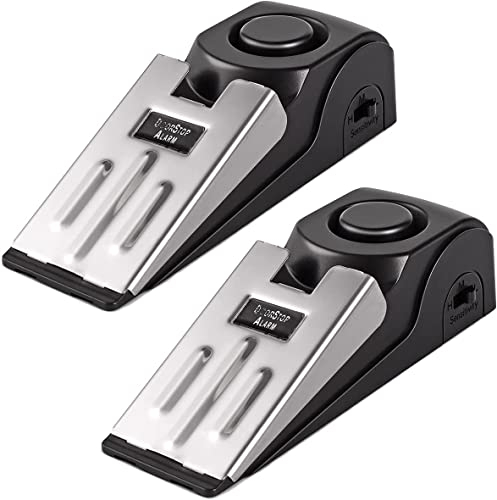 Jognee Door Stop Alarm - 2 Pack 2 in 1 Portable Door Stopper Floor Wedge Security Alarm Loud 120db Entrance Alert Door Stop Alarm for Travel Home Apartment House