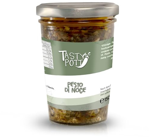 Tasty Pott Pesto I Handgemacht I Im Glas I Verschiedene Sorten I Walnusspesto I Tomatenpesto I Kräuter I Italienische Küche I Grüne Soße I Rote Sauce I Zu Nudeln I (Pesto di Noce)
