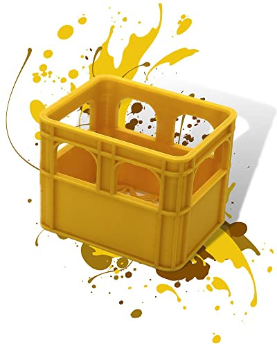 Batterie Bier Kasten Batteriekasten Batteriekiste Batteriebox Aufbewahrungsbox Minikiste Minibox für Aufbewahrung von Batterien AA, AAA, 9V, Leerkiste - 3D gedruckt (Leer, Gelb)