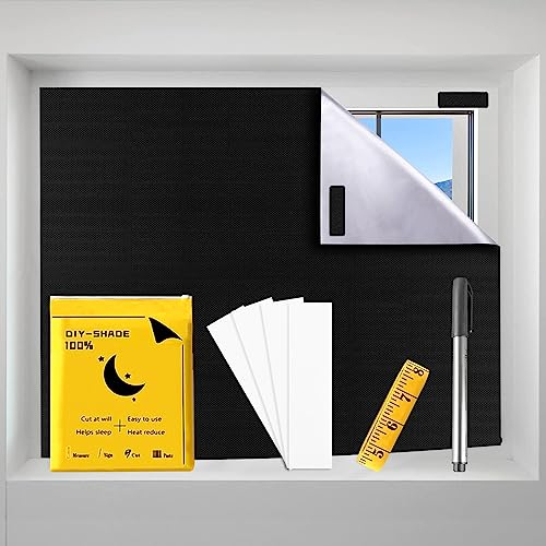 CyanCloud Verdunkelungsrollo, 145x300 cm, 420D, Verdunkelungsstoff, tragbar, Verdunkelungsrollo, einfaches Aufkleben, für Zuhause, Büro, Kinderzimmer, Schlafzimmer, Auto, ohne Bohren, Reisen…