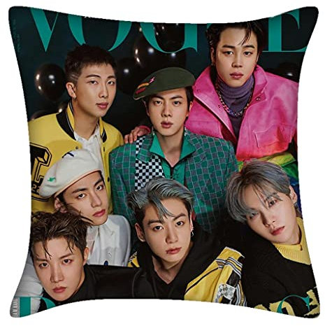 BTS Merchandise BTS Quadratisches Kissen Xcm Kpop Bangtan Jungen Jungkook Jimin Suga V Quadratischer Sofakissenbezug für Sofa Zuhause 45 x 45 cm