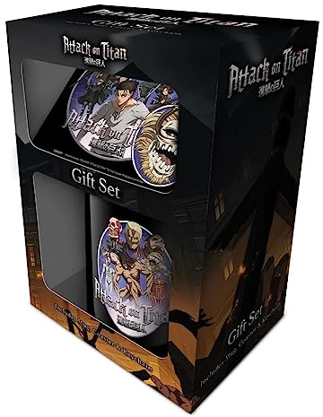Pyramid International Attaque des Titans Coffret cadeau Tasse en céramique avec sous-verre et porte-clés 325 ml, Taille unique, Tasse à café