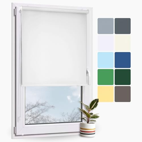 Rollmayer Klemmfix Rollo ohne Bohren Classic Weiß B85 x H150cm | Seitenzugrollo Sichtschutz Lichtschutz Sonnenschutz für Fenster und Tür Rollo Innen
