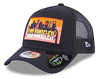New Era Loa Angeles License Plate Navy Schwarz Trucker Kappe A-Frame geboegner Schirm Mesh Einsatz - One-Size