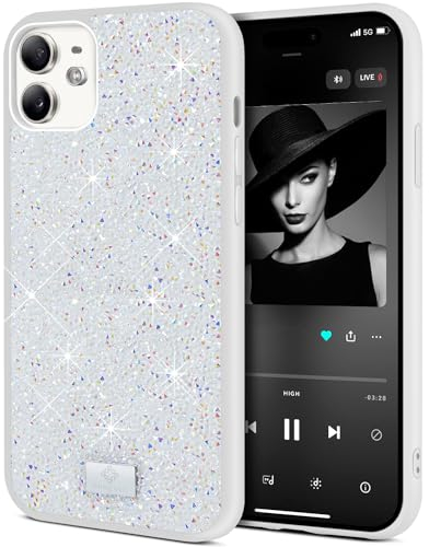 BEZ Case for iPhone 11 Case Glitter, with Bling & Co. Series, Sparkle Diamond Crystal Bling Case Cover Compatible with iPhone 11, Angel White