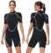 Owntop 3/2mm Shorty Neoprenanzug Damen - Rückenreißverschluss Wetsuit zum Tauchen Surfen, Kurzarm Tauchanzüge Stretch Neopren für Wassersport, Damen Schwarz XL