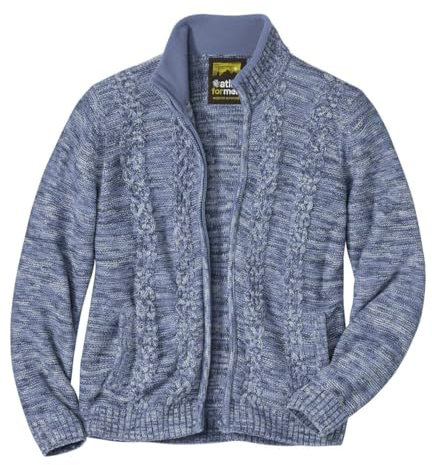 ATLAS FOR MEN - Men's Mottled Blue Full Zip Knit Jacket - XL