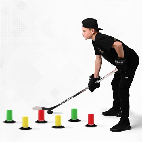 ACE HOCKEY Drill Cones – Leichtes Stickhandling Trainingsgerät – Hockey-Trainingsgerät für Puckkontrolle, Reaktionszeit und Koordination – tragbar, langlebig und verstellbar
