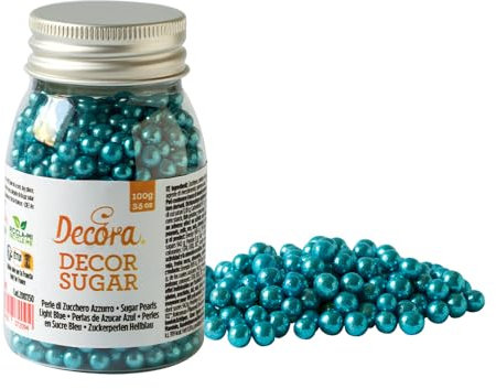 Decora 2081160 Confezione Da 100 G Perle Di Zucchero Azzurro Met 5 Mm