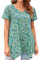 Enmain Camiseta Mujer Manga Corta Top Túnica Larga Cuello de Pico Blusa Elegante y Cómoda Talla Grande Tops Estampadas T Shirt para Mujeres,Verde Claro,3XL