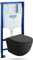 GROHE Vorwandelement Solido + Wand Hänge WC Sinto Schwarz Spülrandlos + + WC Sitz mit Absenkautomatik Verchromter Knopf Komplettset Unterputz Spülkasten Toilette Komplett Sett WC