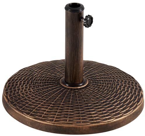 Yaheetech 10kg Garden Parasol Base Stand - Round Resin Decorative Base Heavy Duty Outdoor Garden Umbrella Stand Holder, Bronze