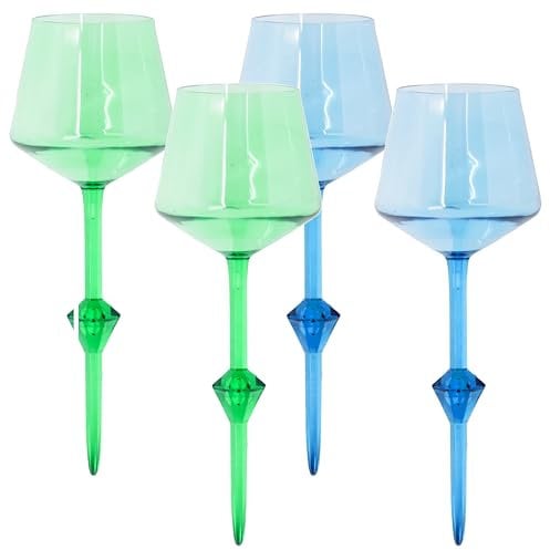COMFY FLOATS Schwimmende Weingläser für Pool, See und Whirlpool, 530 ml, 4 Stück, Blau/Grün, 4 Stück