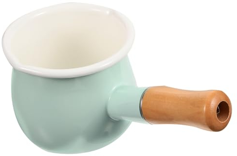 BRIGHTFUFU Mini Milk Pot Small Saucepan Non-Stick Enamel Milk Pan Lid for Induction Cooktops