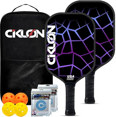 Ciklon | Raquetas de Pickleball | Set de 2 o 4 Palas Pickleball, Fibra de Vidrio y Núcleo de Panal de Abeja Polipropileno (PPL) | USAPA | Cuatro Bolas Interior y Exterior | Bolsa y Toallas