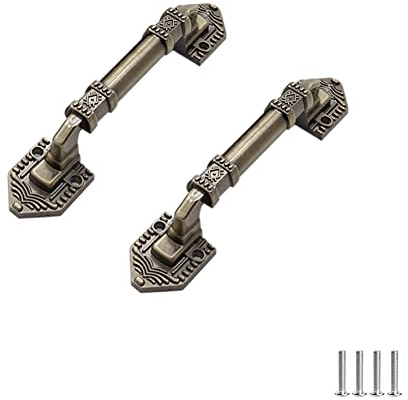 FEEIMOL 2 Stück Antiker Vintage Griff Möbelgriffe Schrankgriffe Zinklegierung Schubladen Griff Zieht Türgriff für Schrank Holztor Zuggriff Küchengriffe 160mm