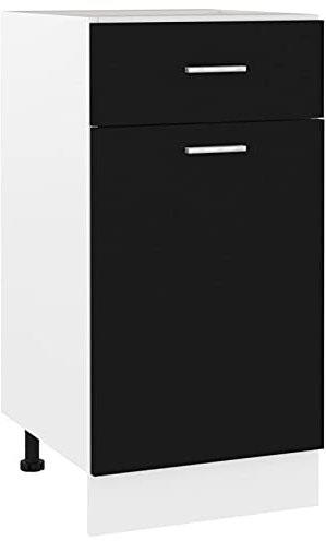 LAPOOH Schubunterschrank, Küchenunterschrank, Küchenschränke, Küchenmöbel, Unterschrank, Kitchen Furniture, Schwarz 40x46x81,5 cm Spanplatte