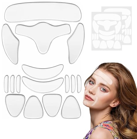 Anti Falten Pflaster 16 Stück Stirnfalten Glätten Facial Patches Wiederverwendbare Silikon-Falten-Pad Gesichtsfaltenentfernungs-patches für Stirn, Augen, Mund (Bonus 32 Stück Anti Falten Pflaster)