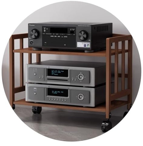 ZDHFFFUK 2-lagiger HiFi-Audioschrank, Bambus, HiFi-Racks, Streaming-Geräteschrank, HiFi-Rack, AV-Regal, Audio-Video-Komponenten (braun, 60 x 38 x 53 cm (2 Ebenen))