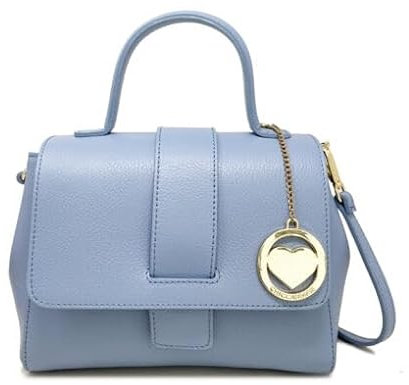 Chicca Borse Borsa Bauletto da donna in pelle, borsa a mano con tracolla (Cielo)