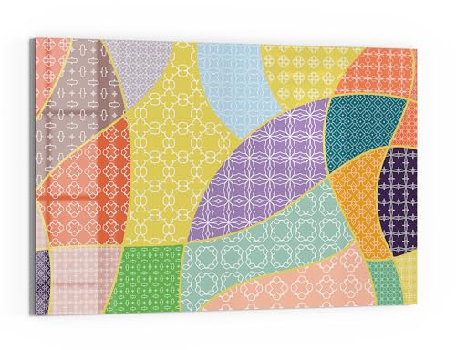 DEQORI Glas-Magnettafel | 60x40 cm cm groß | Motiv Bunte Musterwelt | Memo-Board aus Glas | Magnetboard inkl. Magnete, Stift & Tuch für Küche & Büro | Tafel magnetisch & beschreibbar