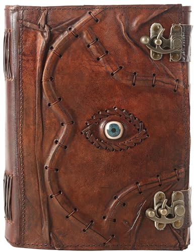 TUZECH 600 Pages Handmade Large Leather Journal Diary Embossed Tree of Life Book Of Shadows Notebook Writing Seven Chakra Grimoire Sketchbook 7 x 10 Leather Bound (Brown Hocus Pocus)
