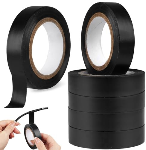 6 Rollen Isolierband Schwarz, PVC Isolierband Wasserdicht, Selbstklebendes Elektriker Klebeband für Isolieren, Reparieren und Bündeln, 16 mm x 15 m/Rollen