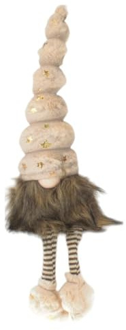 MACOSA HE6680_HE0656_HE0533 Kantenhocker Weihnachtswichtel 42 cm Stoff vers. Farben Dekowichtel Dekofigur Figur Weihnachtsmann Wichtel modern Weinachten Dekoration Weihnachtsdeko (Beige)