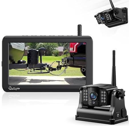 eRapta Magnetic Wireless Backup Camera 5” IPS Monitor, 2-Min DIY Installation,1080P, 9600mAh Lower Consumption Rechargeable Camera System for Hitching Horse Fifth Wheels/Trailer/RV/Truck/Car