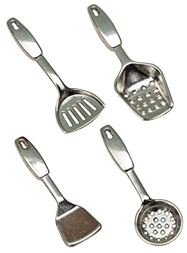 TOYANDONA 8St Puppenhaus Löffel Küche Kocher Gadgets Ofen Fritteuse für kinderspielzeug Kochgeschirr Puppenhaus-Kochgeschirr Mini-Hauskochgeschirr Legierung Silver