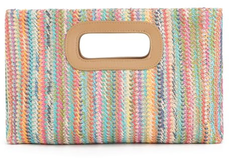 Freiesoldaten Stroh Clutch Handtasche für Frauen Raffia Tasche Geldbörse Abendtasche Sommer Strand Reisen Crossbody Umhängetasche