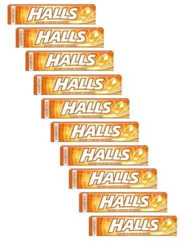 Halls | Caramelle Rinfrescanti Senza Zucchero | Halls Miele Limone Caramelle Gusto Miele Limone - 10 Stick (320 Gr)