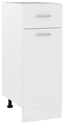 Myheimly Schubunterschrank Weiß 30x46x81,5 cm Holzwerkstoff Küchenschrank Küchenzeile Küchenmöbel Unterschrank Küchenunterschrank Schrank