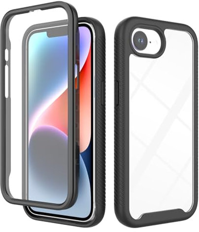 Colala Coque pour iPhone 16e,Antichoc Housse avec Protection écran,360 Degrés Téléphone Etui Double Face Bumper Transparent Case Portable Intégrale Coque,Noir