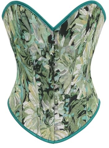 KUOSE Women's Renaissance Floral Print Bodyshaper Overbust Corset Top Basque