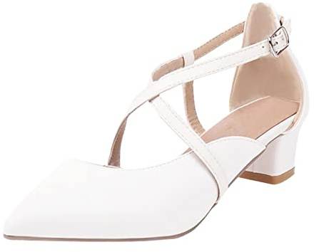 Sandalen Damen Sommer Elegant Mit Absatz - Pumps Mit Kreuzriemen Blockabsatz Spangenpumps Spitze Kleid Schuhe Schnalle Riemchenpumps Hochzeits Brautschuhe Bequem Einzelne Schuhe Abendschuhe