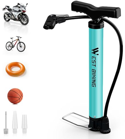 LINGHUANG Bomba Bicicleta de Pie, Bomba de Neumáticos, Bomba de Suelo Portátil para Bicicleta, con Válvula Presta y Schrader, Alta presión 120PSI para Todas Bicicleta