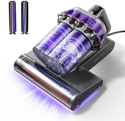 Xlife Matratzensauger, Tierhaarsauger mit 2 rotierenden Bürsten, 253,7 nm UV-C-Licht, 60.0 °C Heizung, 550 W 16 kPa Saugkraft, HEPA-Filter für professionelle Reinigung