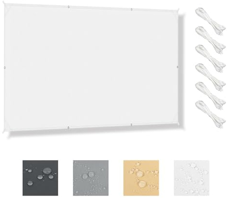 HENG FENG Tenda da Sole Impermeabile 1x2m Rettangolare, Protezione UV 95% – Vela Ombreggiante per Esterno con Occhielli e Corda INCLUSI, per Giardino, Terrazza, Pergola, Bianco