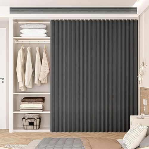 Single tree forest Schrankvorhänge mit Schienen und offene Regalvorhänge eignen Sich für Garderoben, Küchen und Raumteiler.-Black- W50cmx80cm