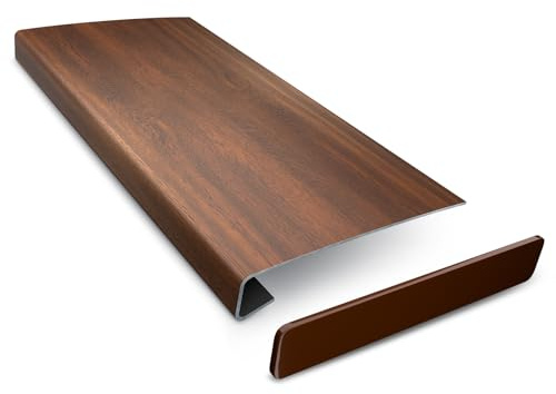 DQ-PP Fensterbank Verkleidung – Walnuss - 38 x 130cm – Dicke 3mm – PVC Fensterbrett individuell anpassen – mit Seitenabschluss – zuschneidebare Abdeckung und moderne Renovierung