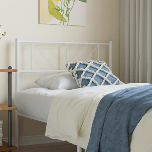 GeenYuu White Metal Headboard Frame, 75 cm Steel Bed Header for Bedroom, Powder-Coated Finish, Sturdy Support for Reading & Watching TV